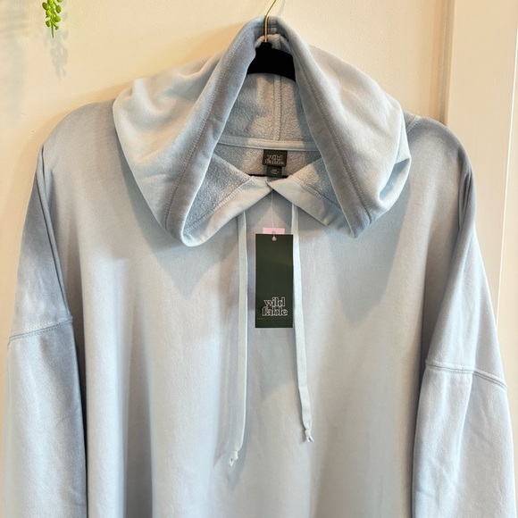 Wild Fable Light Aqua Blue Hoodie Sweatshirt Tie Dye Detail Women's Size XXL NWT - Picture 3 of 9